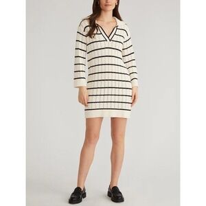 $139 NWT 525 America Striped Sweater Dress Women Large Crochet Cotton Mini